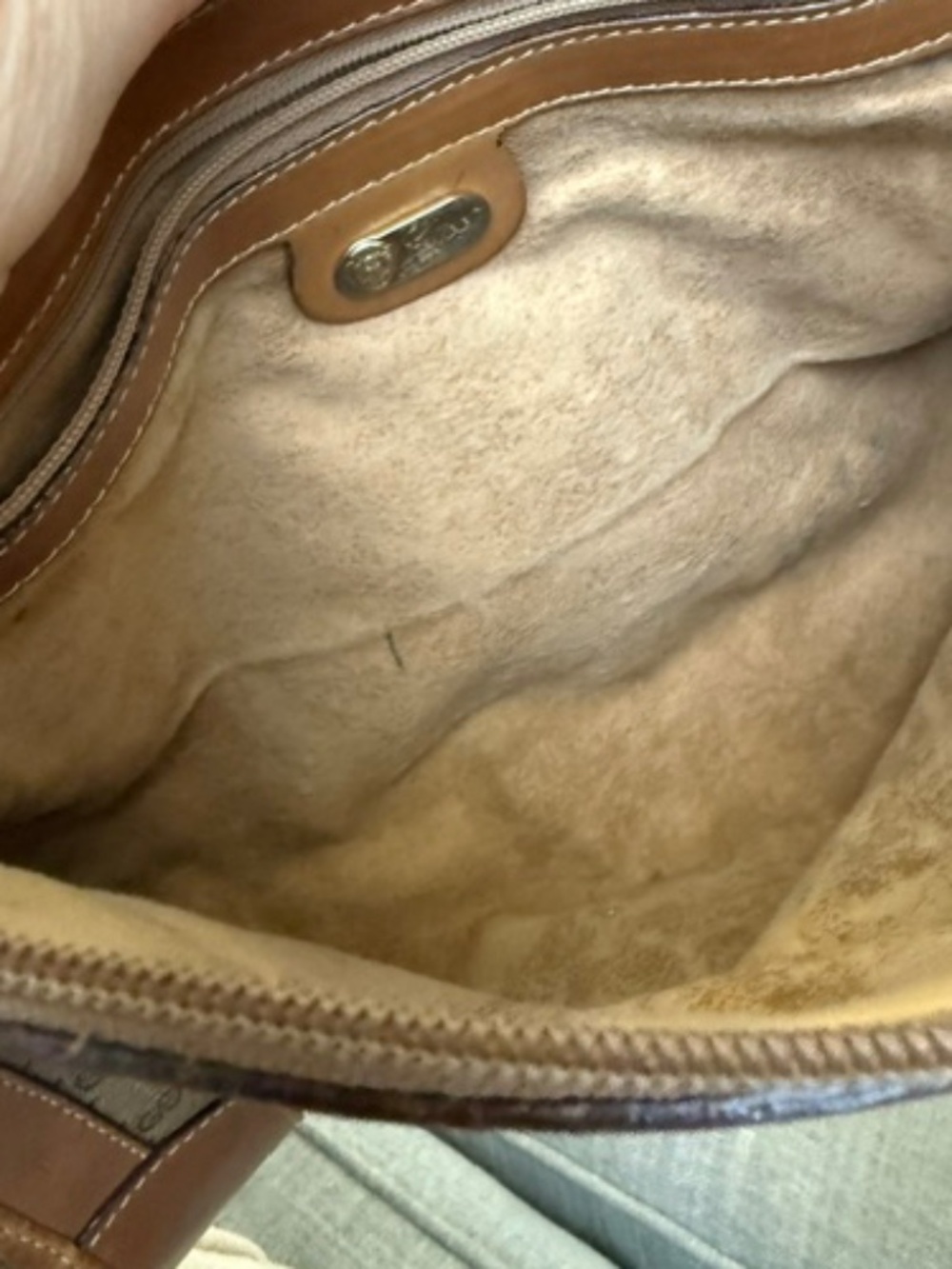Old Gucci Micro GG Pattern Light Brown Hand Bag Shoulder Bag Purse Italy - Picture 6 of 9
